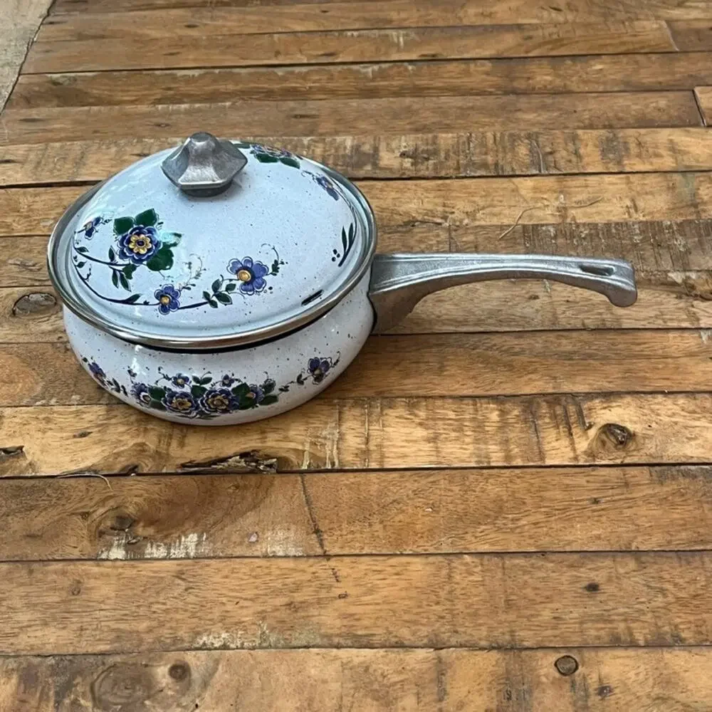 Vintage Asta Germany Enamel Cookware Saucepan t 6.5